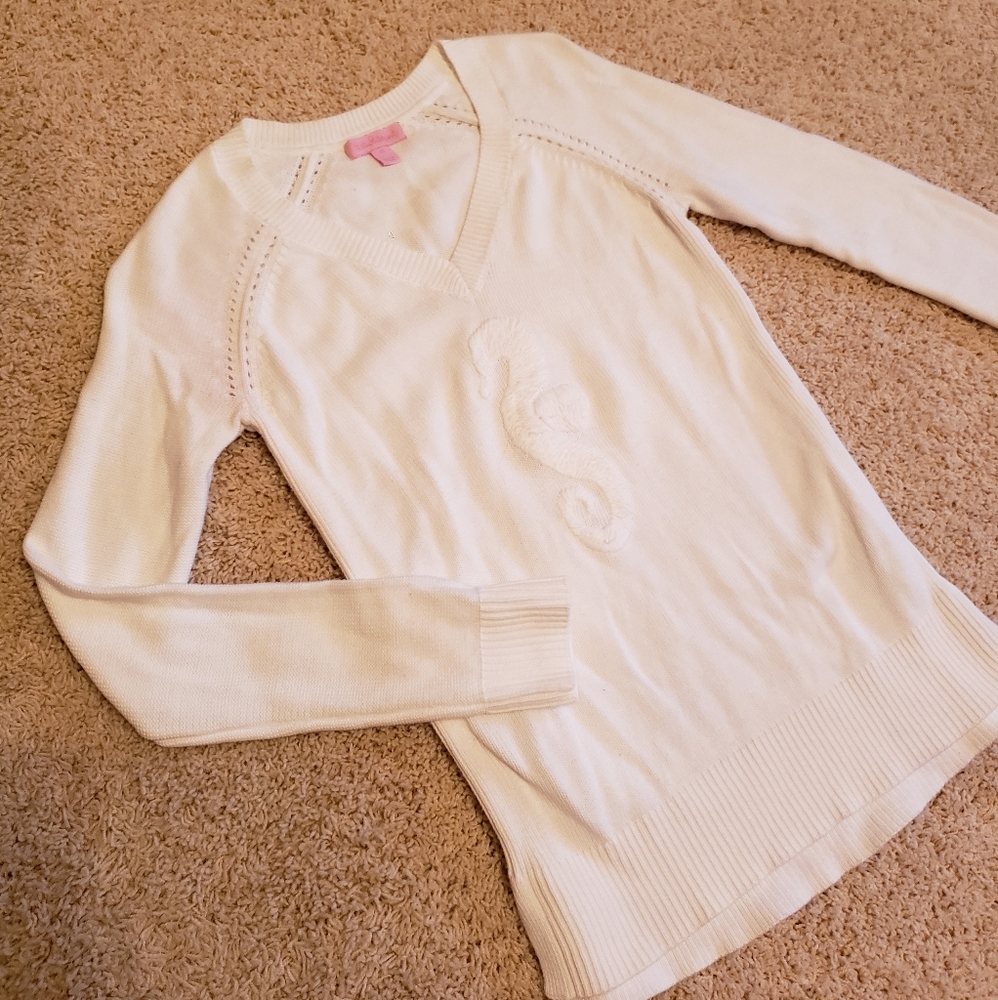 LILLY PULITZER White Knit Seahorse Sweater XS